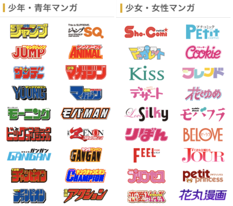 掲載誌別からもマンガを探せる!