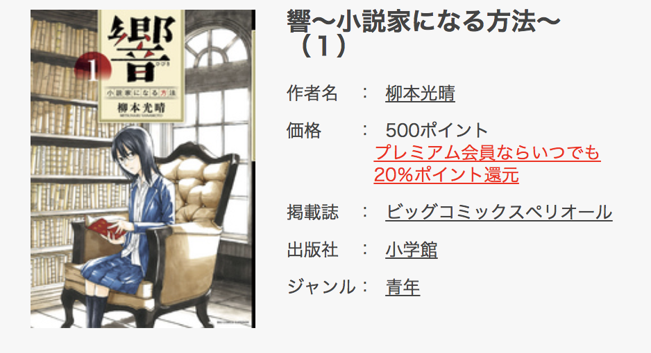 FODプレミアムで響〜小説家になる方法〜が無料で読める!