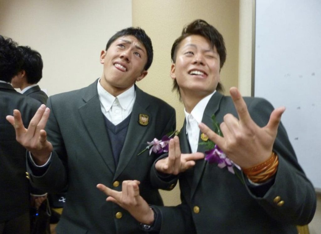 高校の卒業式にて。